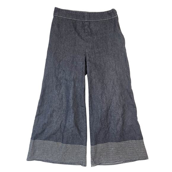 Social Study Denim - High Waisted Wide Leg Denim Pants Jeans Cropped Side Zip Womens Size 6/8